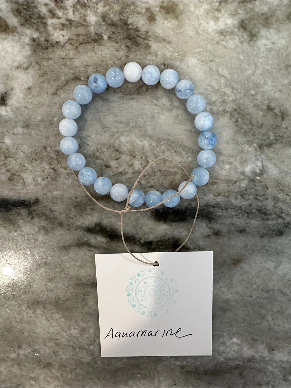 Reiki Infused Aquamarine Natural Stone Beaded Bracelet